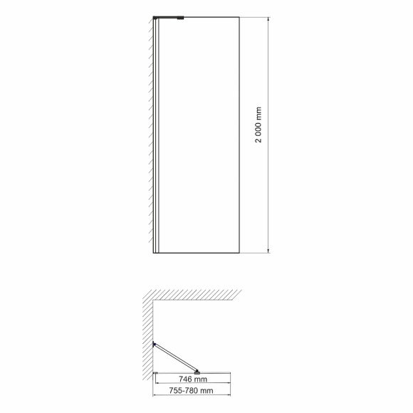 Душевая перегородка WasserKRAFT Aller 80 10H06-RP80 профиль Хром стекло прозрачное