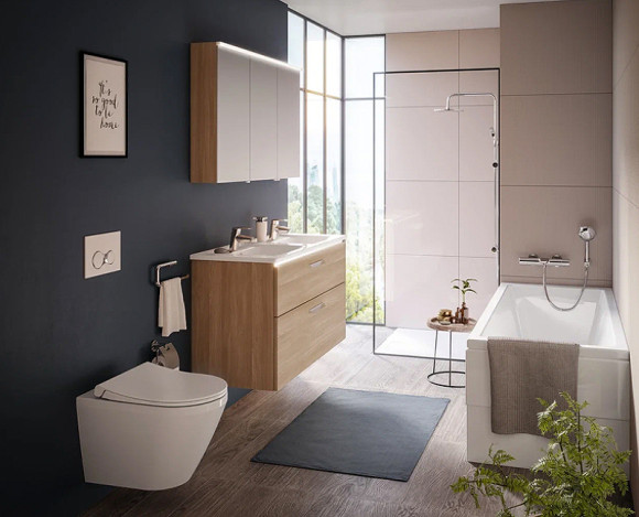 Комплект унитаза с инсталляцией Vitra Integra Round 9856B003-7205 с сиденьем Микролифт и клавишей смыва Хром глянцевый