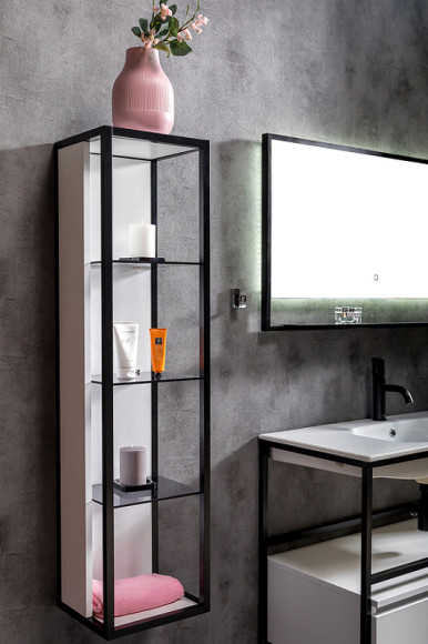 Шкаф пенал Boheme Armadi Art Loft 30 896-W подвесной Белый Черный Шкаф пенал Boheme Armadi Art Loft 30 896-W подвесной Белый Черный