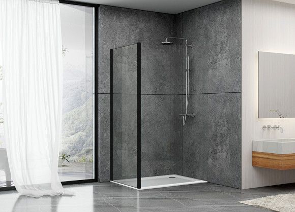 Душевая стенка Abber Schwarzer Diamant 100 S100B профиль Черный стекло прозрачное Душевая стенка Abber Schwarzer Diamant 100 S100B профиль Черный стекло прозрачное