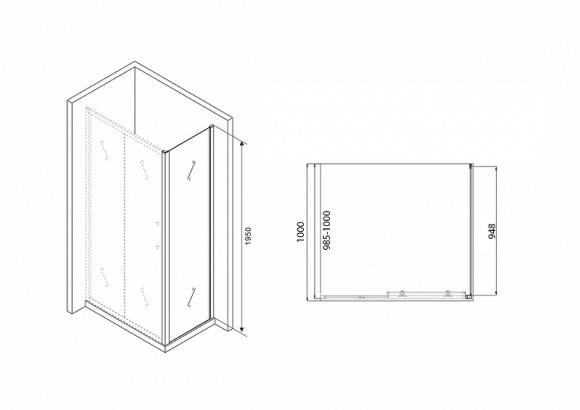 Душевая стенка Abber Schwarzer Diamant 100 S100B профиль Черный стекло прозрачное Душевая стенка Abber Schwarzer Diamant 100 S100B профиль Черный стекло прозрачное