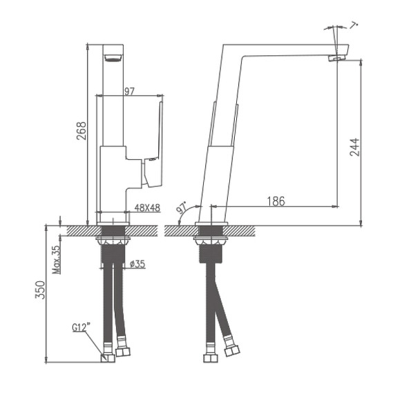 Смеситель для кухни Haiba HB70191 Хром