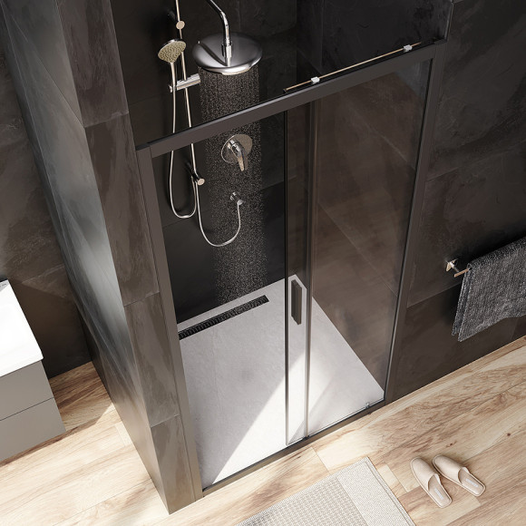 Душевая дверь AM.PM Gem Solo 100 W90G-100-1-195BT профиль Черный матовый стекло прозрачное Душевая дверь AM.PM Gem Solo 100 W90G-100-1-195BT профиль Черный матовый стекло прозрачное