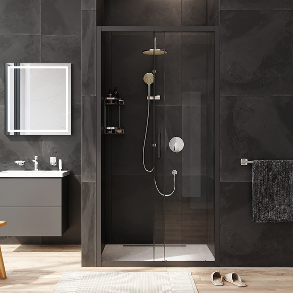 Душевая дверь AM.PM Gem Solo 100 W90G-100-1-195BT профиль Черный матовый стекло прозрачное Душевая дверь AM.PM Gem Solo 100 W90G-100-1-195BT профиль Черный матовый стекло прозрачное