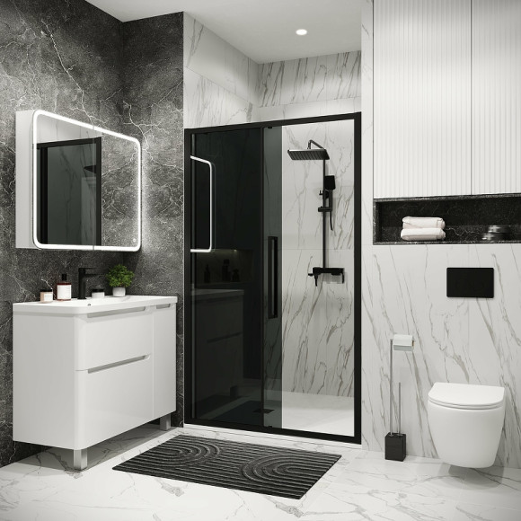 Душевая дверь Grossman Cosmo 100 100.K33.02.100.21.10 профиль Черный матовый стекло тонированное Душевая дверь Grossman Cosmo 100 100.K33.02.100.21.10 профиль Черный матовый стекло тонированное