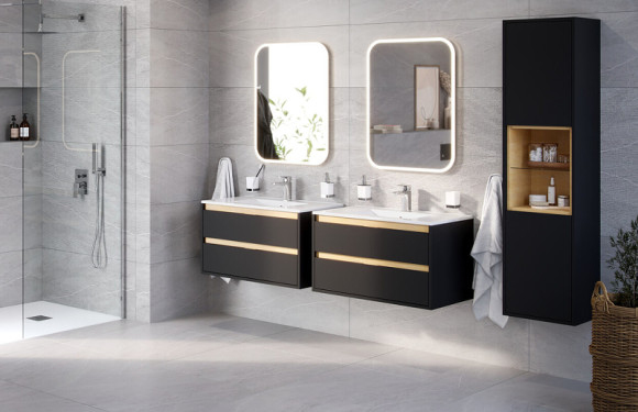 Шкаф пенал Excellent Tuto 40 MLEX.0201.400.BKBL подвесной Черный матовый Дуб Шкаф пенал Excellent Tuto 40 MLEX.0201.400.BKBL подвесной Черный матовый Дуб