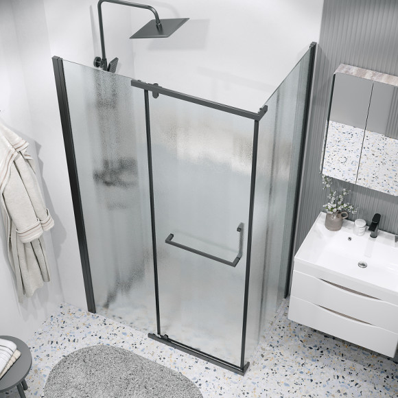 Душевой уголок Grossman Pragma 100х80 120.K33.03.1080.21.02 профиль Черный матовый стекло шиншилла
