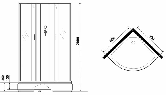 Душевая кабина Niagara Classic 80х80 NG-6703-14BK без гидромассажа
