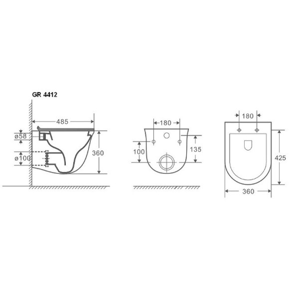 Унитаз Grossman GR-4412MS подвесной с сиденьем Микролифт Унитаз Grossman GR-4412MS подвесной с сиденьем Микролифт