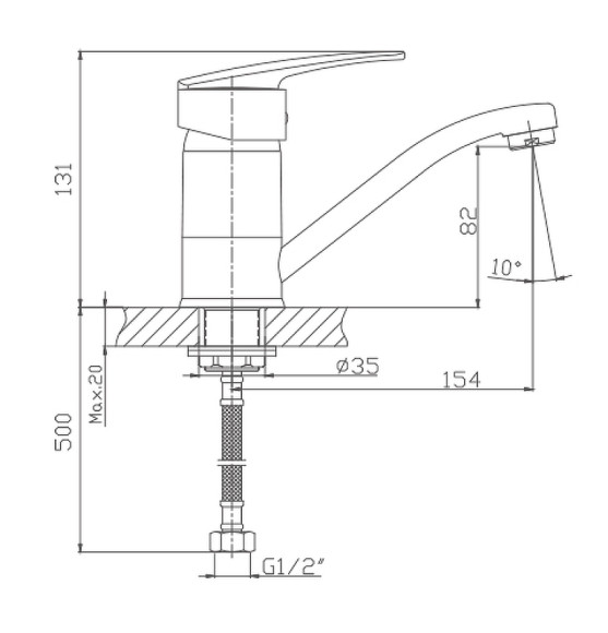 Смеситель для кухни Haiba HB4506-2 Хром