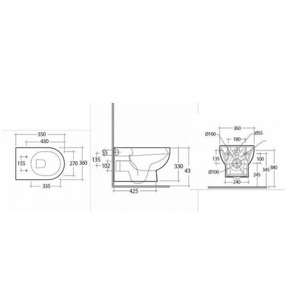 Унитаз Kerama Marazzi Buongiorno Pro Rimless BG.Pro.wc.02 подвесной Белый глянцевый без сиденья