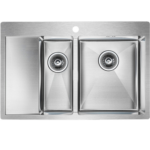 Кухонная мойка Paulmark Kroner 78/2SF PM227851-BSR Брашированная сталь