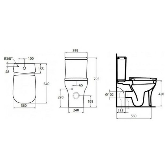 Унитаз компакт Ideal Standard Active T320601 без бачка и сиденья Унитаз компакт Ideal Standard Active T320601 без бачка и сиденья