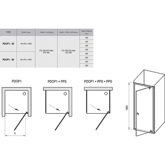 Душевая дверь Ravak Pivot PDOP1-80 03G40300Z1 профиль Черный стекло Transparent Душевая дверь Ravak Pivot PDOP1-80 03G40300Z1 профиль Черный стекло Transparent