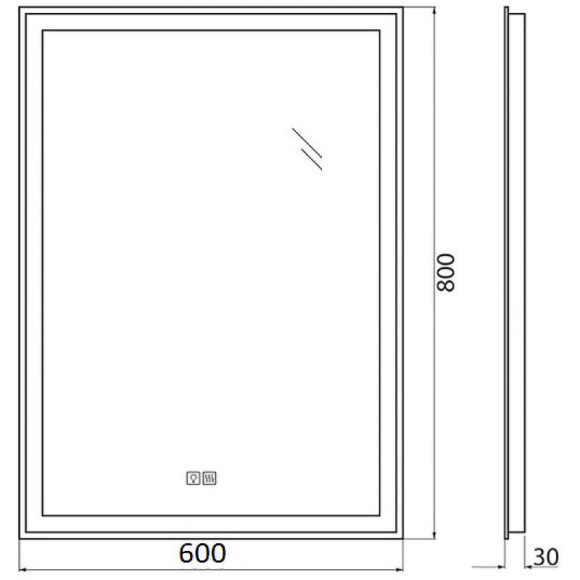 Зеркало BelBagno SPC-GRT-600-800-LED-TCH-WARM с подсветкой с подогревом с сенсорным выключателем