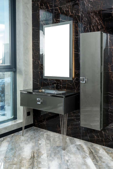 Шкаф пенал Boheme Armadi Art Lucido 35 772-GR подвесной Графит глянцевый Шкаф пенал Boheme Armadi Art Lucido 35 772-GR подвесной Графит глянцевый