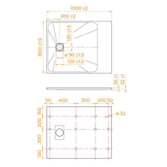 Душевой поддон из стеклопластика RGW TSS-W 100x80 553502810-01 Белый