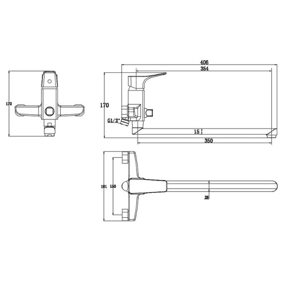 Смеситель для ванны Kaiser Clever 76055 универсальный Хром