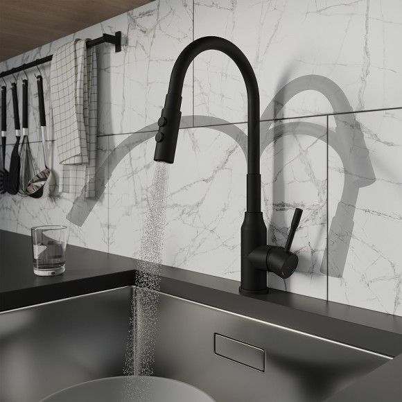 Смеситель для кухни Milardo Meal M01BL2FM05 Черный матовый