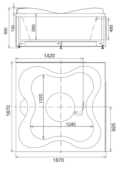 Акриловая ванна Gemy 187х187 G9089 K L с гидромассажем Акриловая ванна Gemy 187х187 G9089 K L с гидромассажем
