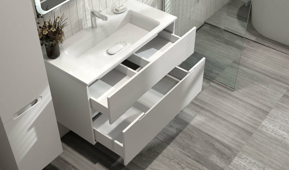 Тумба под раковину Jorno Modul 100 Mоl.01.97/P/W подвесная Белый глянец Тумба под раковину Jorno Modul 100 Mоl.01.97/P/W подвесная Белый глянец