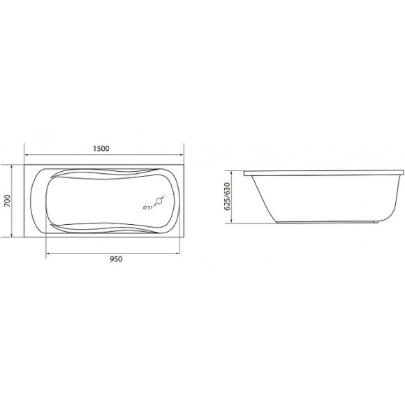 Акриловая ванна 1MarKa Classic 150х70 01кл1570 А без гидромассажа
