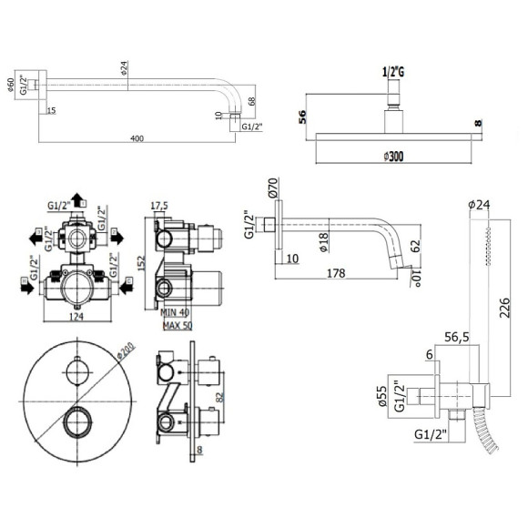 Душевая система Paffoni Light KITLIQ019BO045KING с термостатом Белая матовая