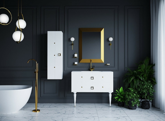 Тумба под раковину Boheme Armadi Art Vallessi Avangarde Piazza 100 841-100-WG подвесная Белая Золото