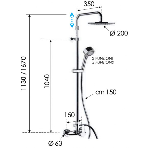 Душевая система Remer Winner W37AMD20 Хром