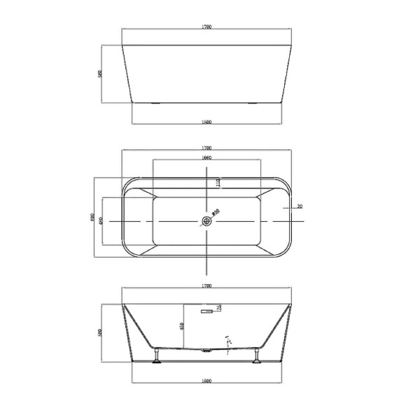 Акриловая ванна Vincea 170x80 VBT-401-1700 без гидромассажа Акриловая ванна Vincea 170x80 VBT-401-1700 без гидромассажа