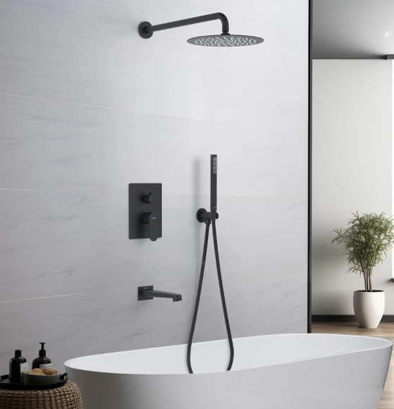 Душевая система Aquatek Оберон AQ1273MB Черная матовая