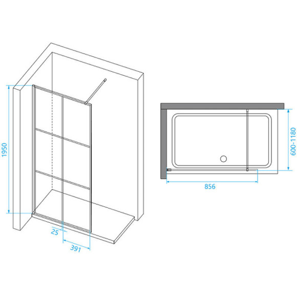 Душевая перегородка RGW Walk In WA-111B 90 411011109-84 профиль Черный стекло прозрачное