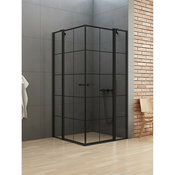 Душевой уголок New Trendy New Soleo Black 90х90 K-0580 профиль Черный стекло прозрачное Душевой уголок New Trendy New Soleo Black 90х90 K-0580 профиль Черный стекло прозрачное