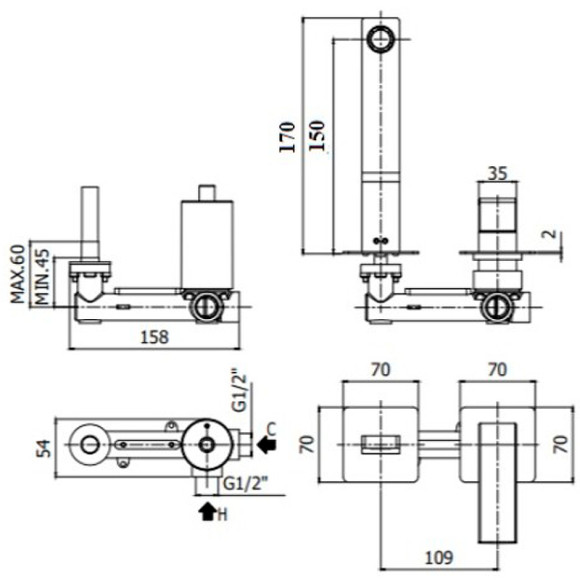 Смеситель для раковины Paffoni Elle EL104NO70 Черный матовый