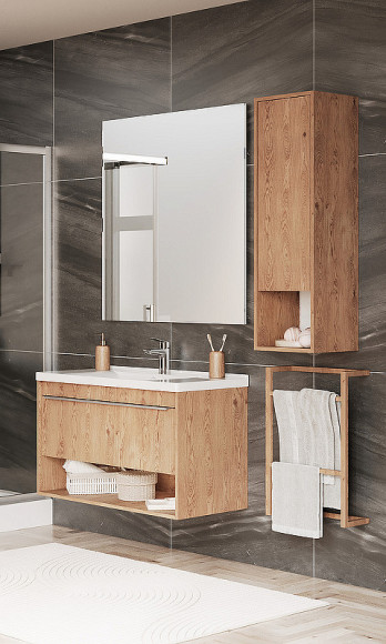 Шкаф пенал Aquaton Хоуп 33 1A287503HP6C0 подвесной Орех