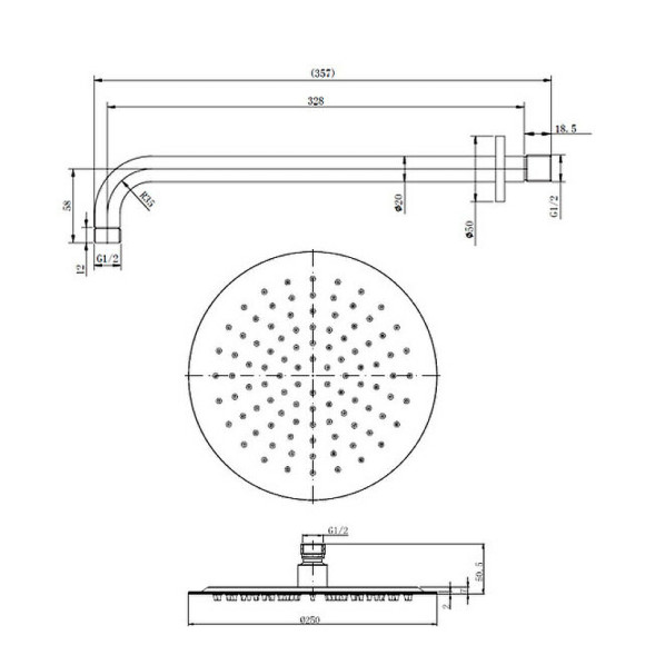 Верхний душ Caprigo Parts 99-523-NER Черный матовый Верхний душ Caprigo Parts 99-523-NER Черный матовый