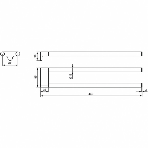 Полотенцедержатель Ideal Standard Connect A9181AA двойной Хром Полотенцедержатель Ideal Standard Connect A9181AA двойной Хром