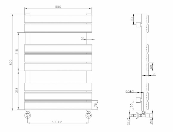 Водяной полотенцесушитель Boheme Venturo 720-B Черный