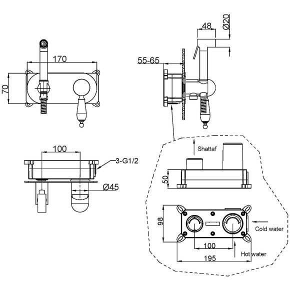Гигиенический душ со смесителем Boheme Brillante 426-CRST Хром