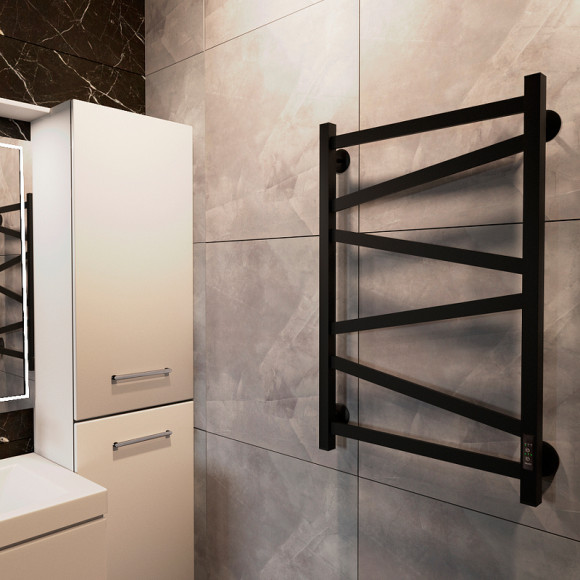 Электрический полотенцесушитель Маргроид Зигзаг профильный 800x500 Зигзаг-8050-1081-9005R правый Черный матовый Электрический полотенцесушитель Маргроид Зигзаг профильный 800x500 Зигзаг-8050-1081-9005R правый Черный матовый