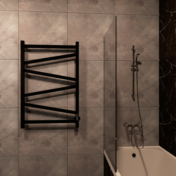 Электрический полотенцесушитель Маргроид Зигзаг профильный 800x500 Зигзаг-8050-1081-9005R правый Черный матовый Электрический полотенцесушитель Маргроид Зигзаг профильный 800x500 Зигзаг-8050-1081-9005R правый Черный матовый