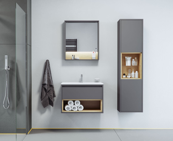 Шкаф пенал Excellent Tuto 40 MLEX.0201.400.GRBL подвесной Серый Дуб