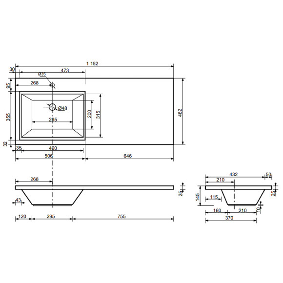 Тумба с раковиной Эстет Dallas Luxe 115 L ФР-00002298 Белая