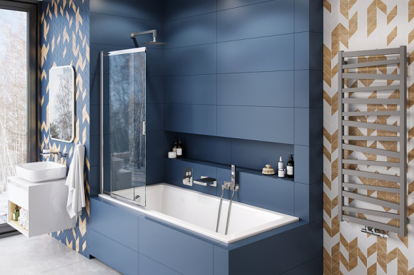 Шторка на ванну Excellent Liner 110 KAEX.2920.1100.LP Хром/Прозрачный