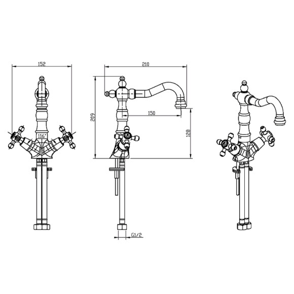 Смеситель для раковины Boheme Camelia 292 Золото Смеситель для раковины Boheme Camelia 292 Золото