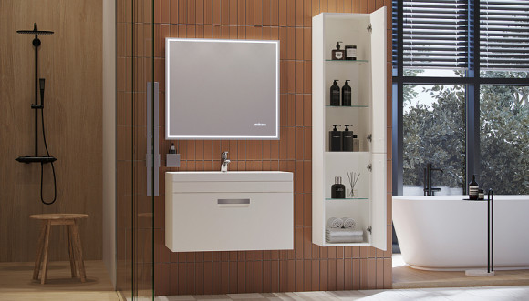 Шкаф пенал Velvex Estea 35 pp.EST.35 подвесной Белый матовый