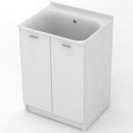 Тумба с хозяйственной раковиной Kerasan Aquadom 60 9166K3*0 Белая без отверстия под смеситель