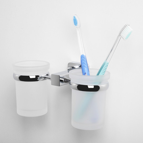Стакан для зубных щеток WasserKRAFT Lippe K-6528D двойной Хром