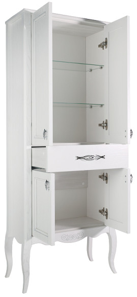 Шкаф пенал ASB-Woodline Модерн 60 11258 Белый с патиной Серебро Шкаф пенал ASB-Woodline Модерн 60 11258 Белый с патиной Серебро