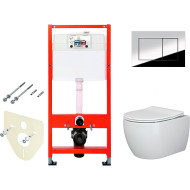 Комплект унитаза Ceramicanova Play CN3001 с инсталляцией Tece Profil 9400412 с сиденьем Микролифт и клавишей смыва Хром глянцевый